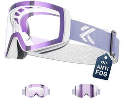 KAPVOE Ski Goggles Adults for Men Women Snowboard Goggles for Glasses Wearers, OTG UV Protection Compatible Helmet Anti Fog Ski Goggles Spherical Mirrored