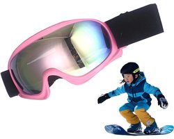 Kinder Ski Bril - Sneeuwbril Jeugd - Wintersport Bescherming - UV Bescherming - Unisex - Zwart