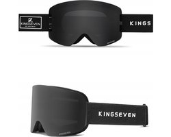 KingSeven - Randloze Unisex Skibril met UV400 en Polarisatiefilter - Zwart - Model Z296