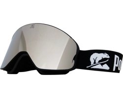 Luxe Magnetische Snowboardbril / Skibril Ziver / Spiegel Lens Zwart Frame + Beschermcase & Microfiber hoes - PolarShred - Anti fog - Cat.3 - 100% UV Bescherming - VLT 16%