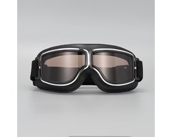 Motorbril, crossbril, retro sportbril, motorbril voor heren, anti-condens, stofdicht, UV-bescherming, geschikt voor motorfiets, fiets, racen, skiën (zwarte tint).