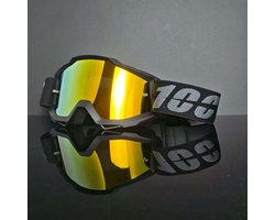 Motorbril - Winddichte motorbril - Skibril - Motorveiligheidsbril - Motocrossbril - Outdoorbril - Buitenbril - Helm met open achterkant - Zwart montuur met rode lens