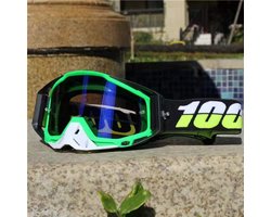 Motorbril/anti-UV antislipbril/racebril/skibril/motorfiets, off-road racen, ATV, ATV spons stofdichte bril/bril voor buitenactiviteiten voor volwassenen Groen en Wit