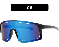 paar sportzonnebrillen voor heren, gepolariseerde zonnebrillen voor buitenactiviteiten voor dames, zonnebrillen voor mountainbikes, racefietsen, fietsen en skiën, UV400, zwart montuur, blauw.