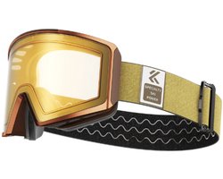 Rustive Alpine Gold-Yellow Skibril - Meekleurend - Anti-Condens - UV400 - Magnetisch Wisselbaar - Unisex - Goudgele Bril