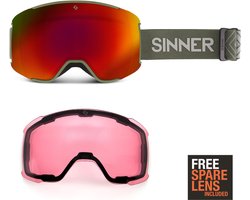 Sinner SNOWFLAKE skibril - Mosgroen - incl 2 lenzen