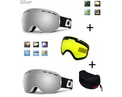 Ski bril met box en EXTRA lens Smoke Zilver frame Wit F type 12 Cat. 0 tot 4 - /