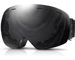 Skibril - Anti-condens skibril - Snowboardbril - Unisex skibril - Dubbellaagse UV-anti-condens skibril - Frameloze skibril - 100% UV-bescherming - Zwart