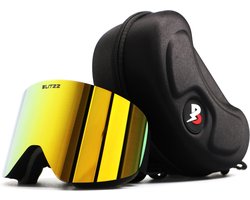 Skibril BLITZZ® - GOUD/GEEL - Gratis Beschermhoes - Magnetische Lens - No Edge - One Size - Impact Collectie