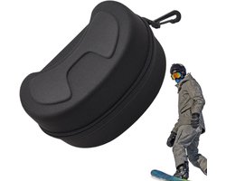 Skibril Case - Hardcase Beschermhoes voor Goggles - Skibril hoesje - Met Karabijnhaak - Skibril opbergdoos - Anti-kras & Schokbestendig - Universele - 20x11x12 cm - Zwart
