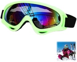 Skibril - Fietsbril - Veiligheidsbril - Sportbril - Sportaccessoires - UV-bescherming - Bescherming tegen wind en zand - Geschikt voor fietsen, skiën en wandelen - Groen -18*8cm