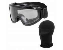 Skibril GM-04C Zwart met helder glas - UV-filter en gratis mutsen