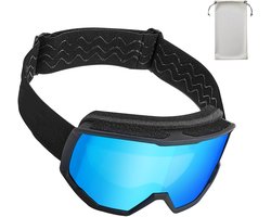 Skibril met Cilindrische Lens en Ijsblauwe Revo-Coating, OTG Anti-Condens Sneeuwbril voor Volwassenen en Tieners, Duurzaam Tpu-Frame en Geventileerd Ontwerp, Ideaal voor Skiën, Snowboarden, Skaten en Fietsen