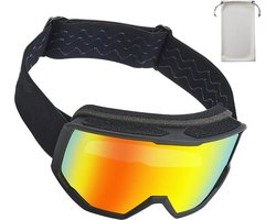Skibril met Cilindrische Lens en Oranje Revo-Coating, OTG Anti-Condens Sneeuwbril voor Volwassenen en Tieners, Tpu-Frame met Ventilatieontwerp, Ideaal voor Skiën, Snowboarden, Skaten en Fietsen