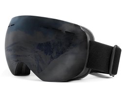 Skibril - Skibril voor volwassenen - skibril dames - skibril heren - Beschermende skibril - Dubbellaagse skibril - Skibril voor buitenfietsen - Zwart - PC/TPU