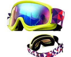 Skibril - Skibrillen - Kinderen OTG Ski Brillen, Anti-Bemisting, Zonnebrillen, UV Bescherming, Winddicht, Geel