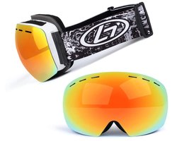 Skibril - Skibrillen - Ski Brillen met Anti-Bemisting en Anti-UV Bescherming, Vervangbare Dubbele Sferische Lenzen, Geschikt voor Motorfietsen en Schaatsen