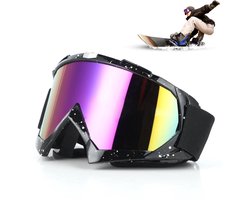 Skibril - Skibrillen - Unisex Ski Maskers en Motocross Brillen, TPU Materiaal, Gekleurde Spiegellens, Comfortabele Schuimvulling, Zwart-Wit, Geschikt voor Ski毛n en Motoren