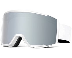 Skibril voor bergbeklimmen, dubbellaags anti-condens en anti-uv-skibril voor dames en heren - wit