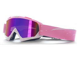 Skibril voor dames, roze, skibril, bril dragen, skibril,schuimvulling, geschikt voor buitensporten