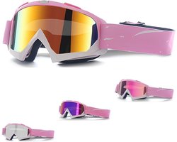 Skibril voor dames, roze, skibril, brildrager, uniseks, skibril, OTG met schuimvulling, geschikt voor outdoorsporten