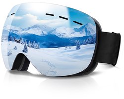 Skibril voor volwassenen - skibril - skibril dames - skibril heren - Unisex - Zonder frame - UV400 - Dubbellaags anticondens - Zwart