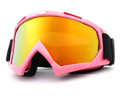 Skibrillen - Snowboardbrillen - Langlaufbrillen - Roze - Goud en rood spiegelend oppervlak