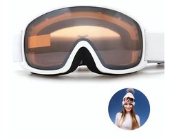 Solud® Skibril dames - Ski bril Wit unisex one size - Skibril UV beschermd - Skibrillen Anti condens - Skiebril heren