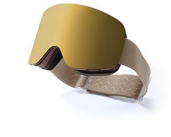 Sportbril - Skibril - TPU - Dubbellaags - Winddicht - Anti-condens - Oogbescherming - Roodbruin montuur, gouden lenzen