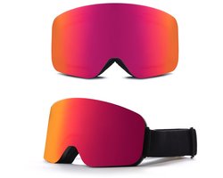 Sportbril - Skibril - UV 400 - UV-bescherming - Anti-condens - One size fits all - Unisex - Rode lenscoating