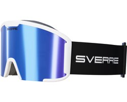 Sverre Sports skibril met blauwe verwisselbare lens + GRATIS slecht weer lens - Wit frame - Anti-condens - Voor heren en dames - Inclusief harde beschermcase - 100% UV bescherming - Licht, sterk en duurzaam frame