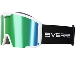 Sverre Sports skibril met groene verwisselbare lens + GRATIS slecht weer lens - Wit frame - Anti-condens - Voor heren en dames - Inclusief harde beschermcase - 100% UV bescherming - Licht, sterk en duurzaam frame