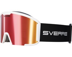 Sverre Sports skibril met rode verwisselbare lens + GRATIS slecht weer lens - Wit frame - Anti-condens - Voor heren en dames - Inclusief harde beschermcase - 100% UV bescherming - Licht, sterk en duurzaam frame
