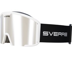 Sverre Sports skibril met zilveren spiegelende verwisselbare lens + GRATIS slecht weer lens - Wit frame - Anti-condens - Voor heren en dames - Inclusief harde beschermcase - 100% UV bescherming - Licht, sterk en duurzaam frame