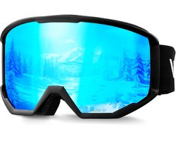 VEVOR Skibril, Cilindrische Lens met IJsblauwe Revo-coating, OTG Anti-condens Motocrossbril, TPU-frame en Ventilatiestructuur, Motorbril voor Skiën, Snowboarden en Fietsen