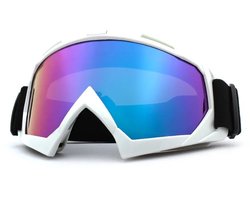 WiseGoods Premium Skibril Blauwe Lens En Wit Frame - UV Bescherming - Voor Ski / Snowboard / Motorcross & Outdoor - Sport Brillen