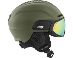Alpina Alto Q Lite Skihelm Met Vizier 2023 | Olive Matt | Quatroflex Lite Morror (Cat. 2) | Maat: 55 - 59 cm