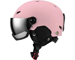Fytura - Skihelm met Geïntegreerde Skibril – Lichtgewicht ABS/EPS – Verstelbaar – Warm & Winddicht – Unisex – Ski & Snowboard Helm – Beschermend & Comfortabel - Roze - Maat M ( 55 - 58 )