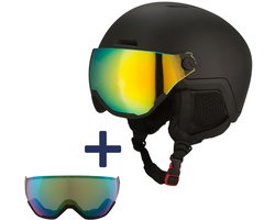 GO-OFF XTREME skihelm met 2 vizieren (blauw-groen en groen-goud) maat S