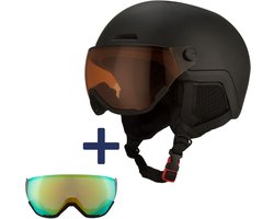 GO-OFF XTREME skihelm met 2 vizieren (blauw-groen en oranje) maat L