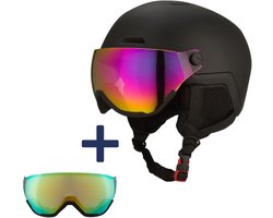 GO-OFF XTREME skihelm met 2 vizieren (blauw-groen en oranje) maat S