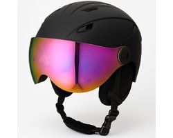 GOOFF Speed skihelm 3-in-1 met oorstukken en olievizier skibril - matzwart maat L