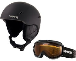 SINNER COMBI-PACK - CREST skihelm + TOXIC skibril - Zwart - Maat S