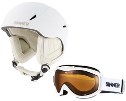 SINNER Combi-Pack (Skihelm Crest+ Goggle Toxic) Unisex - Mat Wit - Maat M (55-58 cm)
