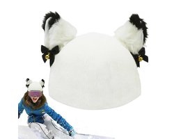 Ski Helmet Cover, Bells Cat Ears Helmet Wrap, Elastic Washable Coverings, Fun and Stylish Decoration, Protective Accessory, Trinkets for Ski, Snowboard, Skateboard
