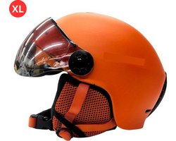 Skihelm - Met Vizier - Ski Gadgets - Dames - Heren - Wintersport - Ski - Oranje - Maat XL