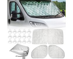 Windscreen Cover voor Zonnebescherming en Isolatie van de Voorruit, Geschikt voor FIAT Ducato 2006-2021, 3-delige Set met Thermische Mat en Zonnevisier voor Wintergebruik