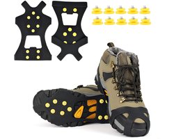 1 paar Schoenspikes - Sneeuwkettingen - Anti Slip Sneeuwzolen met Sneeuwkettingen - Veilig lopen op Sneeuw en IJs - Maat XL, Schoenmaat 45-47 - Met 10 Spikes voor extra grip - Antislipzool IJssneeuwketting voor laarzen