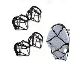 2 paar - sneeuwzolen onder schoen - IJsklemmen - Sneeuwkettingen voor schoenen - Universele ijsplaatjes met spikes voor wandelen en lopen