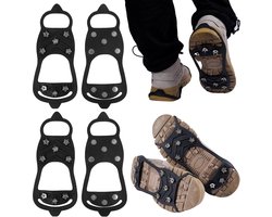 2× Snow grips over schoenen/laars - Maat L (41-46) - Anti Slip Sneeuwzolen - Antislipzolen - Grip Schoenspikes - Veilig Lopen Op Sneeuw En Ijs - Crampons - Stijgijzers - Antislip stijgijzers met 8 tanden - voor winterwandelen, trekking, rotsklimmen